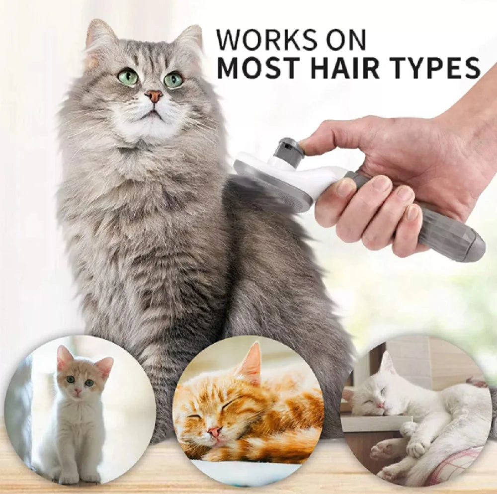1-Pack Self-Cleaning Pet Grooming Brush with Release Button – Dog & Cat Brush for Shedding, Detangling & Massage – Ideal for Long-Haired Puppies & Kittens